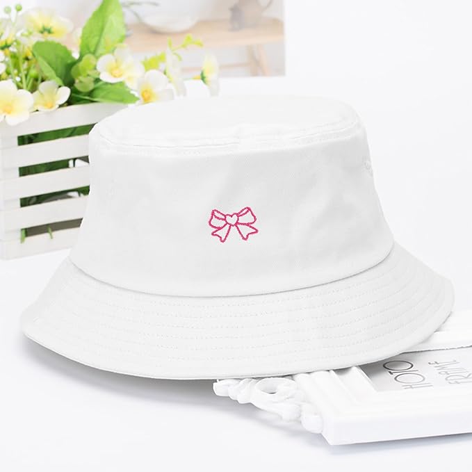 Fashion Embroidered Bucket Hat Cotton Summer Beach Sun Hat for Women Men Teen