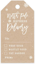Andaz Press Kraft Brown Christmas Holiday Season Classic Gift Tags, North Pole Express Delivery to from Classic Favor Tags, Snowflake Design, for Holiday Events, Parties, and Favors, 60-Pack