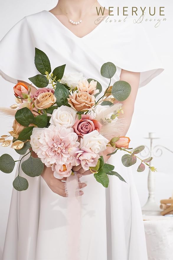 Champagne Artificial Flowers Combo Box Wedding Decor,Fake Flowers,Flowers for Decoration,Silk Flowers for Home Decor Indoor,Cake Flowers,Faux Flowers for Crafts