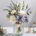 Silk Flowers in Vase, Artificial Flowers with Vase Fake Flowers Arrangement Faux Dahlia for Decoration Table Centerpiece (Dahlia)