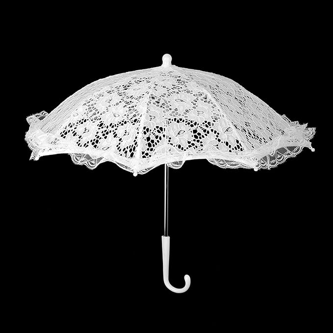 Hilitand Lace Umbrella White Embroidery Fashion Romantic Wedding Party Photography Decoration Umbrella Lightweight Mesh Parasol Lace Umbrella