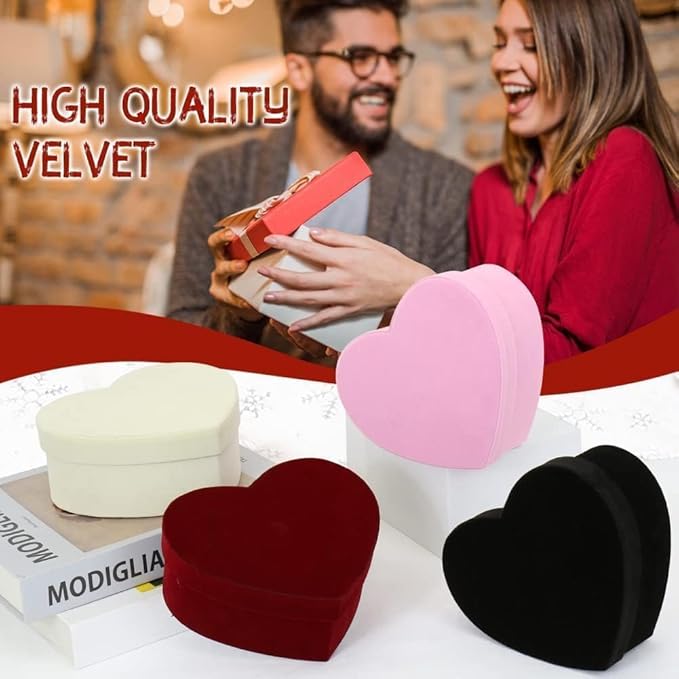 GnFlus Red Wine Gift Boxes with Lids for Presents 4 Pack Heart Shaped Velvet Nesting Burgundy Gifts Box for Arrangements Flowers Wedding Valentines Christmas Birthdays Bridesmaid Anniversary Party