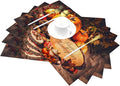 PVC Placemats Set of 4 Wipeable Table Mats Washable Heat Resistant Non Slip Vinyl Dining Table Mat for Kitchen Indoor Outdoor Patio Farmhouse Place Mats Thanksgiving Pumpkin Decorate Decorative