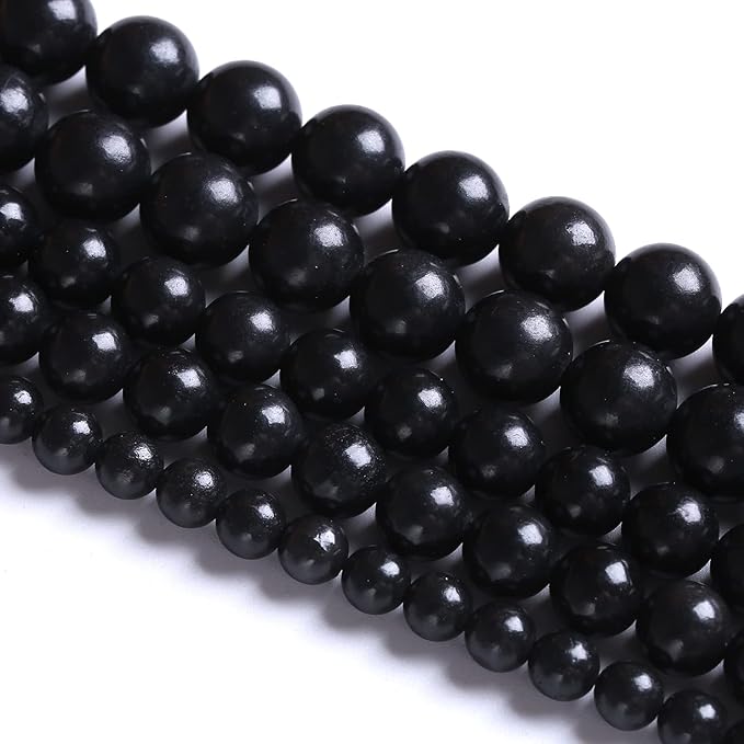 75PCS 10MM Natural Stone Shungite Beads Crystal Loose Beads for Jewelry Making DIY Bracelet