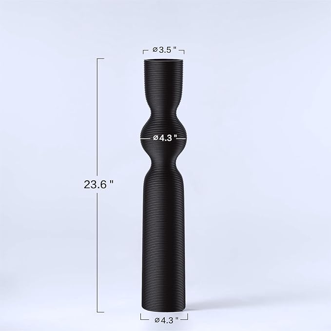 Black Floor Vase, 23.62'' Tall Vases, Ideal for Dried Flowers/Standalone Home Decor, Modern Curved Silhouette for Living Room/Entryway, Resin Tall Floor Vase