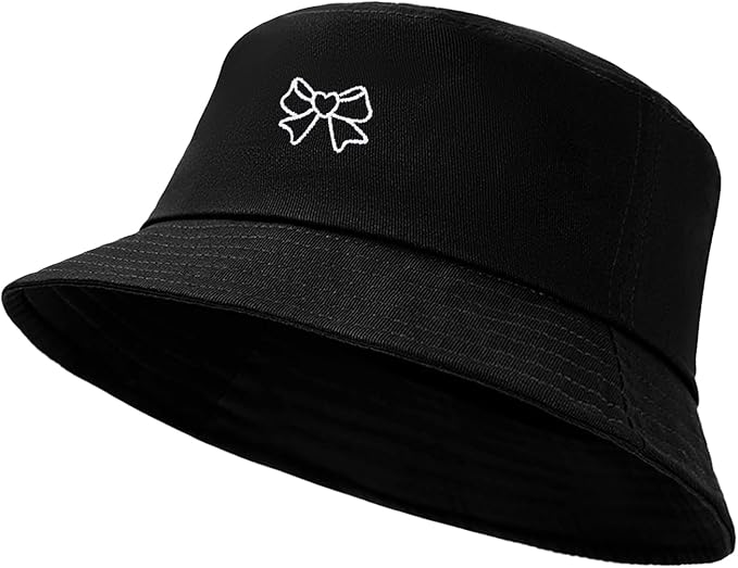 Fashion Embroidered Bucket Hat Cotton Summer Beach Sun Hat for Women Men Teen