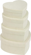GnFlus White Heart Shape Gift Boxes with Lids for Presents 4 Pack Velvet Nesting Valentines Christmas Gifts Box for Arrangements Flowers Wedding Birthdays Thanksgiving Party
