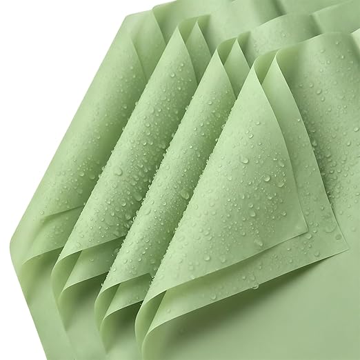Jutieuo 20 Sheets Light Green Flower Wrapping Paper, Waterproof Solid Floral Bouquet Wrapping Paper, Florist Supplies Packaging for Wedding Birthday Gift DIY Craft (22.0 x 22.0 inch)