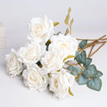 3.1"(8cm) Manta Rose Artificial Flower 7pcs Realistic Faux Silk Roses Fake Flowers Bouquets Arrangements Decor for Wedding Spring Mother's Day, Home Table Decorations, White Flower