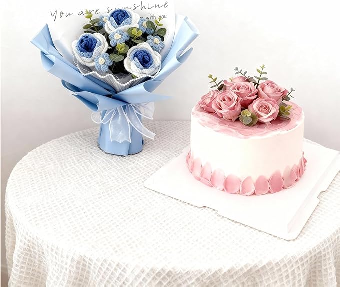 Crochet Flowers Knitted Flower Bouquet Handmade Knitted Rose for Lover Anniversary Birthday Party Mother's Day Graduation Gifts