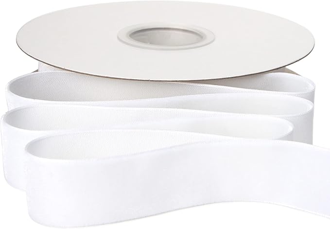 Ribbli Polyester White Velvet Ribbon,1 Inches Continuous10-Yard Spool,Christmas Ribbon for Gift Wrapping,Floral Bouquets, Home Decor