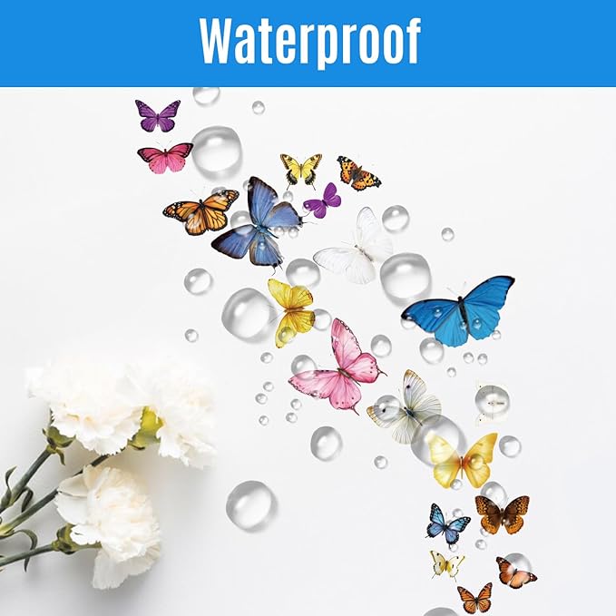 600Pcs Butterfly Stickers,Self-Adhesive PVC Vintage Butterfly Stickers for Scrapbook, Laptop, Journal, DIY Project, Window, Envelope Spring Themed Party Decors