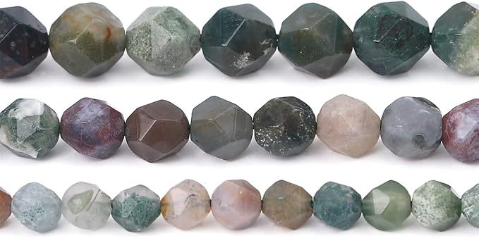 Faceted Natural Indian Agate Stone Round Beads 6mm 36cm/Strand for Jewelry Making
