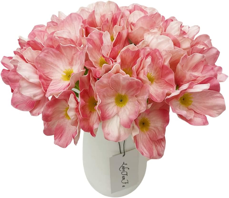 10 PCS High Quaulity Fresh Artificial Mini Real Touch PU/ latex Corn Poppies Decorative Silk fake artificial poppy flowers for Wedding holiday Bridal Bouquet Home Party Decor bridesmaid (Pink)