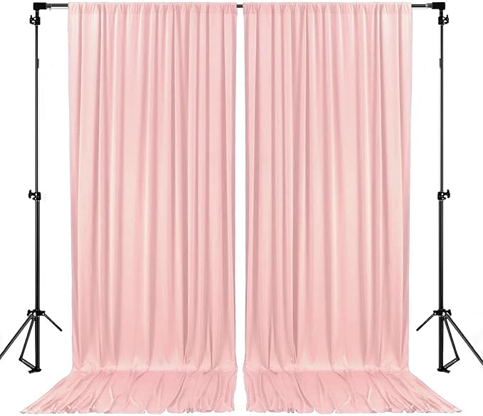 10 x 10 Feet Blush Pink Backdrop Curtain for Partie, Background Curtains for Photoshoot, Birthday, Wedding, Halloween, Thanksgiving, Christmas, New Year Party Decorations 5Ft x 10Ft, 2 Panels