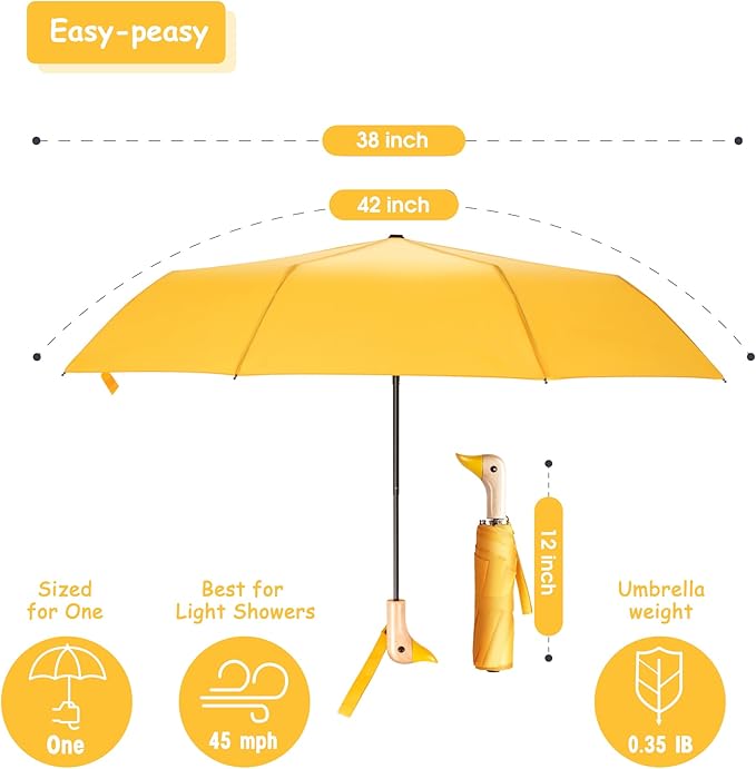 Duck Umbrella – Cute Duck with Adorable Duck Handle, The Perfect Duck Umbrella for Duck Lovers