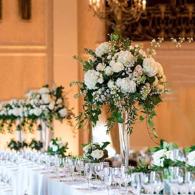 Efavormart 12pcs/Set 20" Tall Trumpet Heavy Duty Glass Centerpiece Vase for Wedding Party Banquet Events Centerpiece Decoration