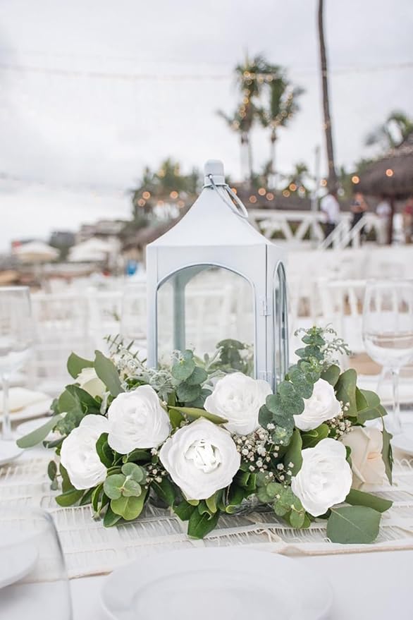 Glitter Flowers,30PCS White Roses Artificial Roses with Stems for Wedding Bouquet Party Christmas Home Decor(White)
