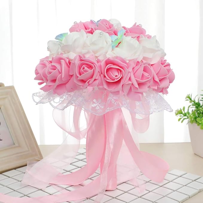 Artificial Rose Flower Heads, 100pcs Pink Foam Roses Bulk Artificial Flower for DIY Wedding Bouquets Centerpieces Arrangements Party Baby Shower Home Decor (Stemless, Pink)