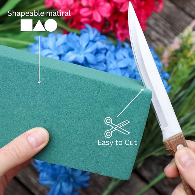FLOFARE Pack of 6 Floral Foam Blocks Each (5.5"L x 3.1"W x 1.7"H) Green Wet & Dry Flower Foam for Fresh & Artificial Flower Arrangement, Plant Foam, Florist Supplies for DIYs, Arts, Crafts & Weddings