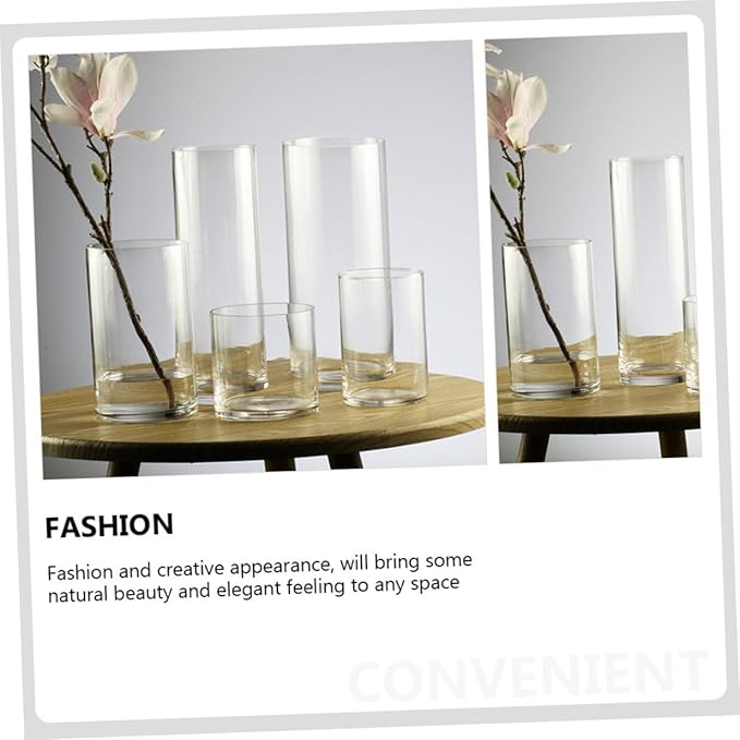 STOBAZA Transparent Glass Cylinder Flower Vase for Indoor Decoration Floral Arrangement Container Elegant Centerpieces for Home Wedding Table Display
