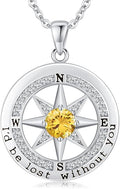 S925 Necklace Gift for Wife |Compass Jewelry |Women Anniversary |Sterling Silver |Girlfriend Birthday Gifts for Her Valentines |I'd be Lost without You |Jewel 18K Gold