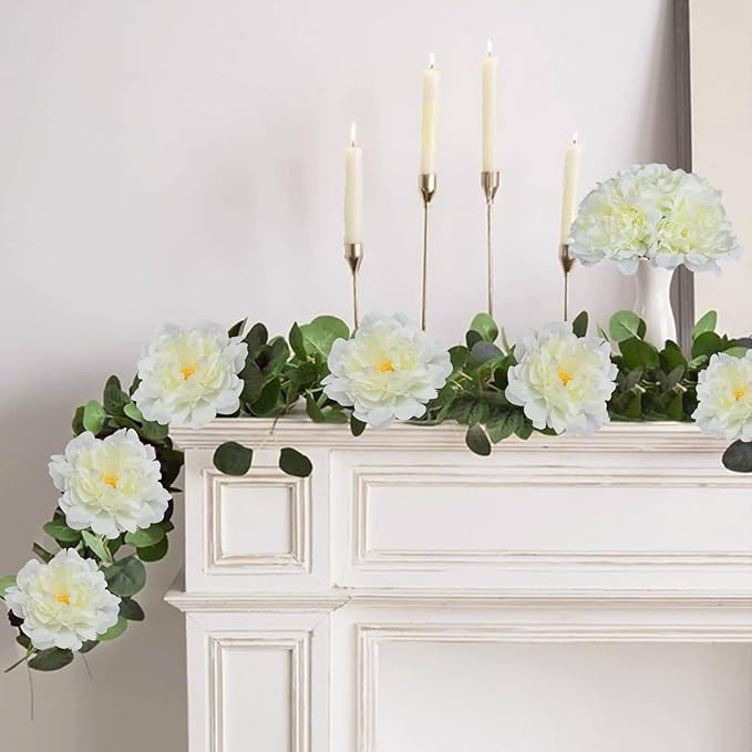 20pcs 5" Artificial Flower Peonies, Silk Peonies with 6" Stems, Flowers Suitable for Wedding Bouquets, Home Party Decoration (Milk White)