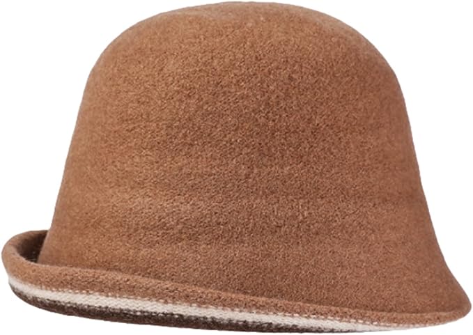 Women Warm Vintage Bucket Hats Fashion Fedora Cloche Cap Classic Felt Bowler Hat Outdoor Fall Winter