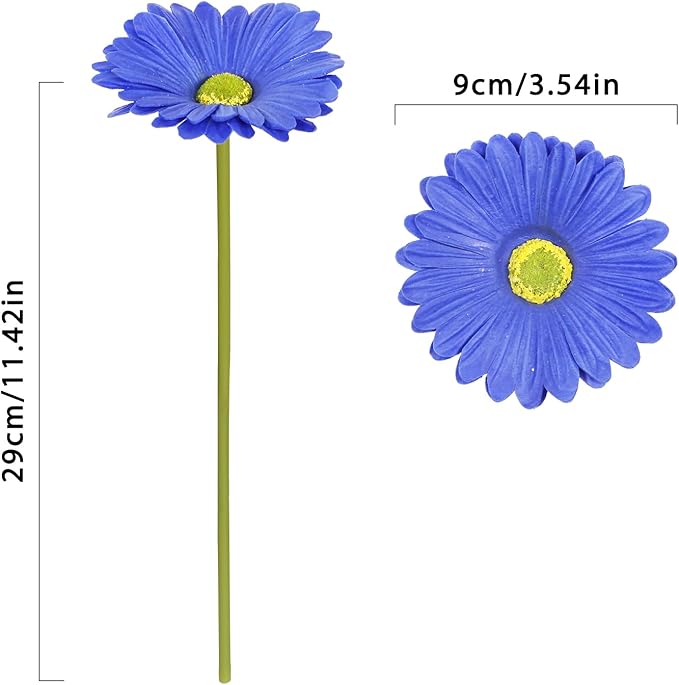 IPOPU Daisies Flowers Artificial,20PCS Gerbera Daisy Artificial Flowers Royal Blue Fake Daisies for Wedding Party Office Home Decorations(Royal Blue)