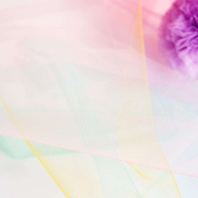 MEEDEE Pastel Tulle Ribbon 6 Rolls Tulle Fabric Spool Ribbon, 6 inch by 25 Yards/Spool, Perfect for Tutus DIY Wedding Table Skirt Rainbow Party Decorations Gift Wrapping