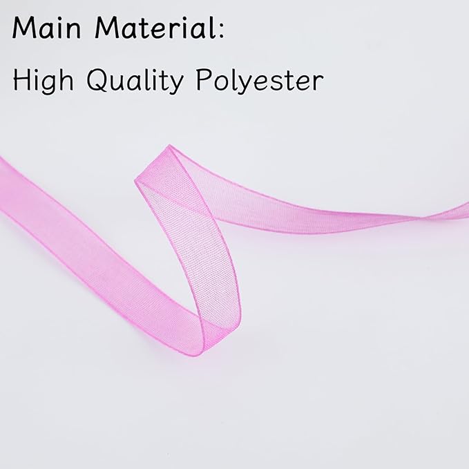 3/8" x 90 Yards Organza Ribbon Set 9 Rolls x 10 Yards Sheer Ribbon for Gift Wrapping Crafts Christmas Decorating, Embroidery, Crafting, Sewing,Wedding, Birthday Party, Holiday. (Mixed Color-2)