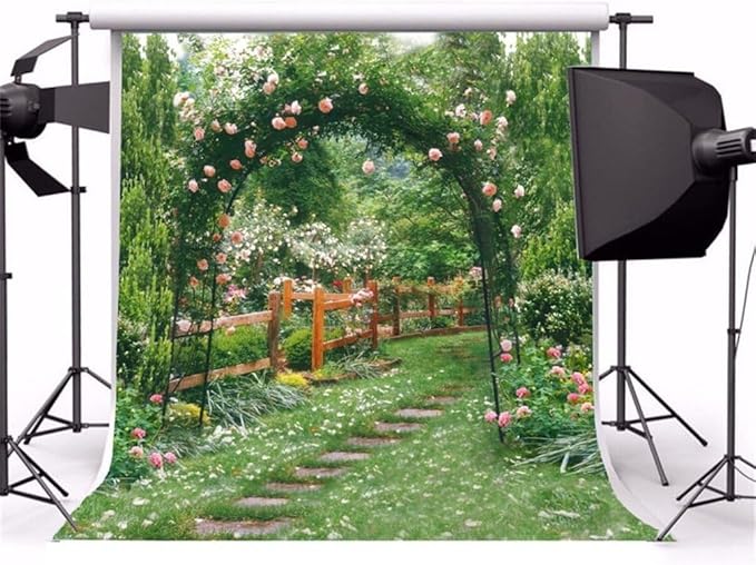 AOFOTO 6x6ft Wedding Backdrops Photography Background Romance Garden Path Beautiful Flowers Pergola Newborn Toddler Baby Child Girl Portrait Scene Photo Shoot Studio Props Video Artistic