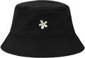 Fashion Embroidered Bucket Hat Cotton Summer Beach Sun Hat for Women Men Teen