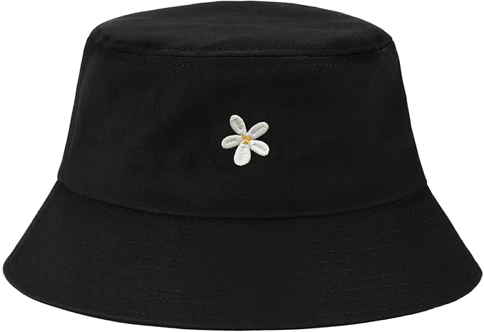 Fashion Embroidered Bucket Hat Cotton Summer Beach Sun Hat for Women Men Teen