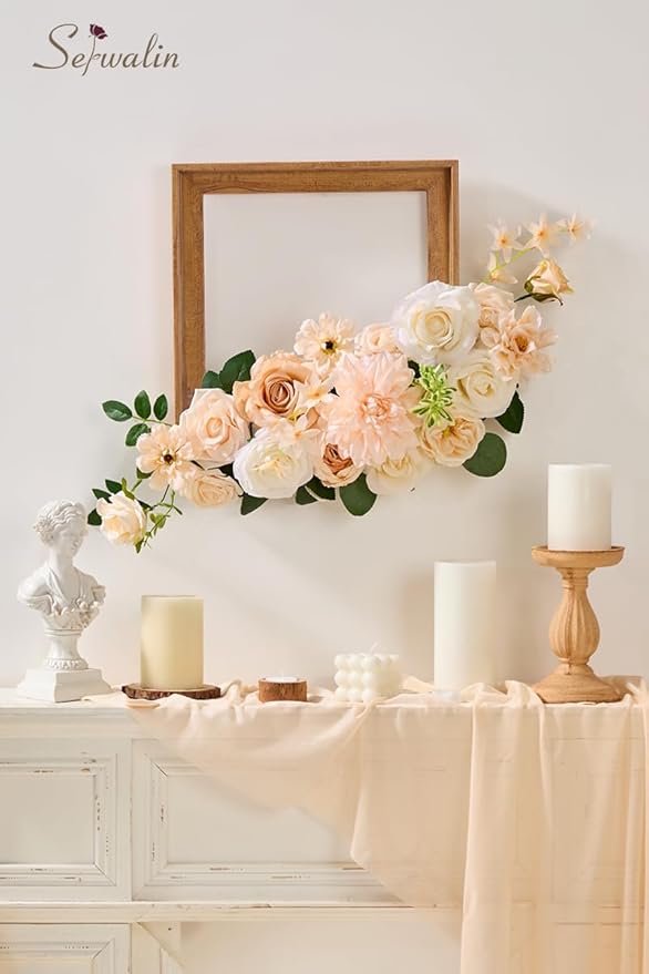 Serwalin Artificial Flowers Combo Box Set Champagne Fake Flowers for DIY Table Centerpieces for Thanksgivings Day Bridal Wedding Decorations Silk Floral Arrangements Party Baby Shower Decor