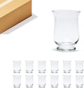 WGV Unique Bouquet Vase Bulk, 5.5" W, 8" H, Clear Short Hurricane Glass Candle Holder, Floral Planter Terrarium, Home Wedding Event Decor, 12 Pieces (VHV0808)