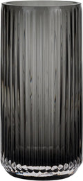 Flower Vase 9.7 inch Grey Thickened Hand Blow Glass Vase Round Vintage Striped Bottles for Bookshelf,Dinner Table,Indoor Office Desktop,Meeting Room,Bathroom,Countertop,Home