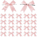 50 Counts Pink Twist Tie Bows 3.1" Pre-Tied Satin Ribbon Bow Decor Mini Twist Tie Bows for Gift Wrapping Treat Bags Cake Bridal Baby Shower Birthday Party Favors Wedding Decorations