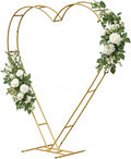7FT Heart Shaped Metal Arch Frame, Wedding Arch Stand for Ceremony, Large Double Tube Balloon Arch for Wedding Backdrop (Gold)