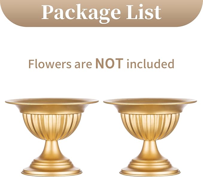 Sziqiqi Gold Metal Urn Vases for Flower - 2 Pcs Vintage Small Vase for Wedding Decorations Mini Flower Arrangements Table Vase Plant Pot for Weddings Party Centerpieces Decoration