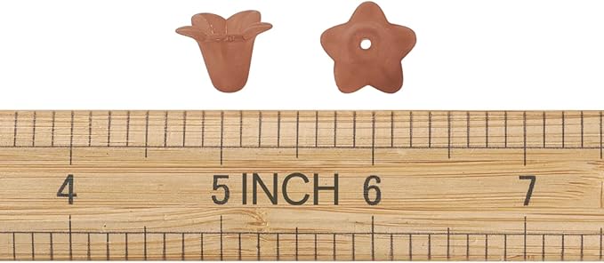 Crafans 50Pcs Frosted Acrylic Flower Beads Chocolate Floral Pendants Trumpet Flower Bead Caps Loose End Spacer Beads for Jewelry Making Supplies 16x12x1.5mm