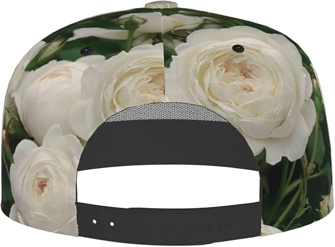 ASYG Rose Baseball Cap Women Hat Fashion Flat Bill Brim Flowers Adjustable Hats Cute Cap