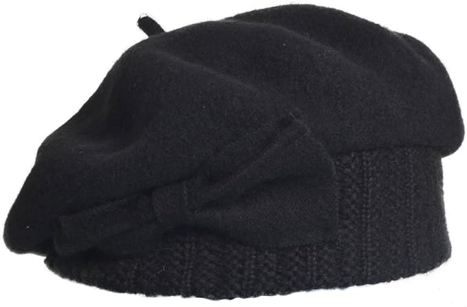 VECRY Lady French Beret 100% Wool Beret Floral Dress Beanie Winter Hat