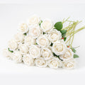 20 Pcs Artificial White Roses, Real Touch Silk Flowers for Wedding, Home Décor, Centerpieces, Bouquets & Valentine’s Day Arrangements (20, White)