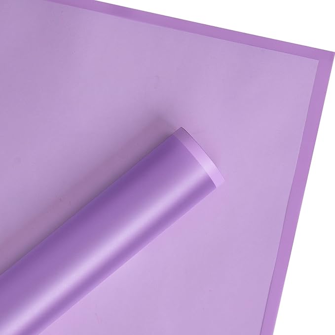 WRAPAHOLIC 20 Sheets Flower Wrapping Paper - 22.4 x 22.4 inch Dark Purple Border Water-Resistant Floral Bouquet Wrapping Paper, Florist Supplies Packaging Paper for Wedding Birthday Gift DIY