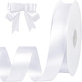 White Ribbon 1 inch 60 Yards Double Faced White Satin Ribbon for Crafts DIY Hair Chair Cheer Bows Gift Wrapping Christmas Bedroom Decor Flower Bouquet Wedding Invitation