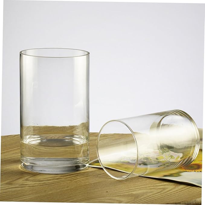 STOBAZA Transparent Glass Cylinder Flower Vase for Indoor Decoration Floral Arrangement Container Elegant Centerpieces for Home Wedding Table Display