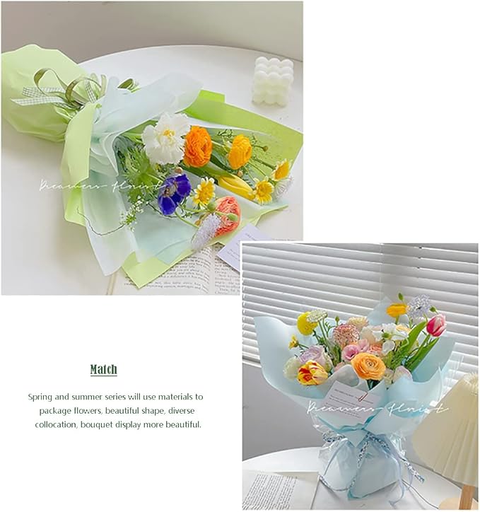 FWSA WRAPS Flower Wrapping Paper Bouquet Purple Waterproof Korean Style Fresh Flowers Bouquet Wrap Gift Packaging Florist Supplies Multi Colors (Color 6 (Purple))
