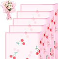 Liobelon 20 Sheets Flower Wrapping Paper Waterproof Bouquet Paper with Cherry Pattern Pink Gift Wrapping Paper for Flower Shop, Wedding, Birthday Party, Handmade DIY, Anniversary 22.8 x 22.8 Inch