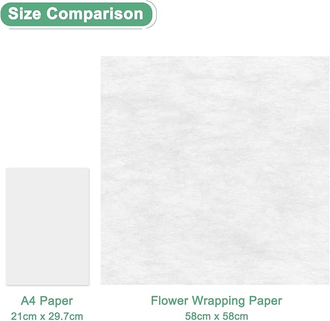 M METERXITY 20-Sheet Korean Cotton Wrapping Flower Paper, Waterproof Floral Wrapping Cotton Paper for Bouquets/Gift Packaging [White]